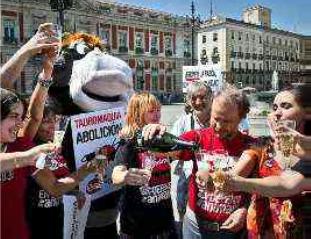 Activistas celebran en Madrid.