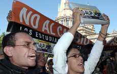 Protestas en el centro.