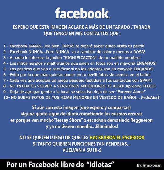 Cuidado en Facebook.