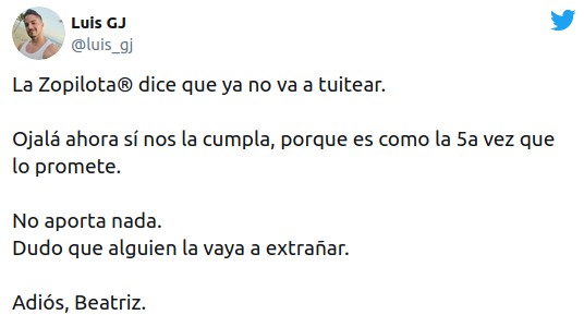 ¿Ya se fue la Zopilota?