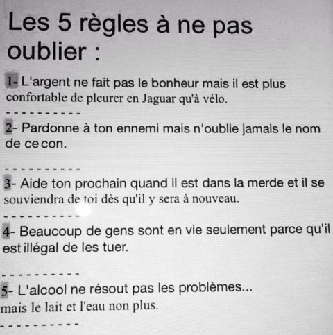 Les 5 rgles  ne pas oublier.