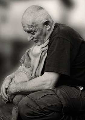 Man with his dog.