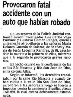 Parte de la nota original sobre el accidente publicada en El Informador.