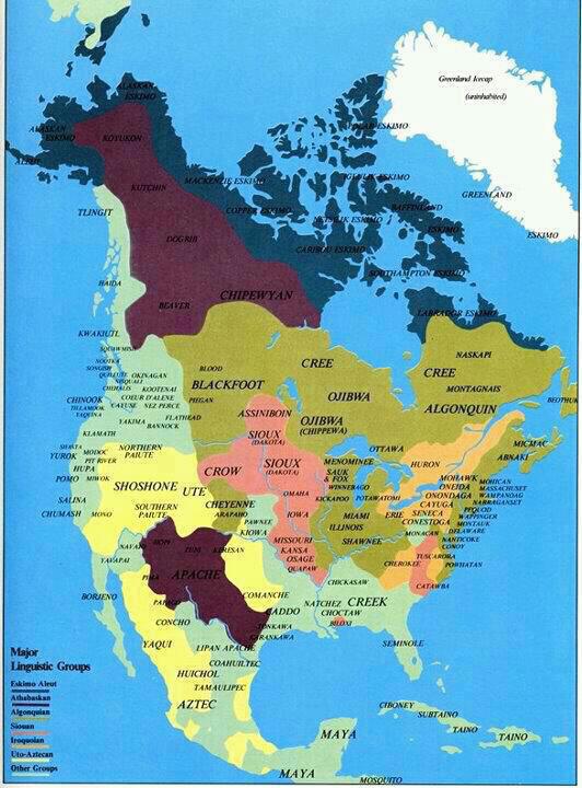 Grupos en Norteamérica antes de la llegada de los europeos.