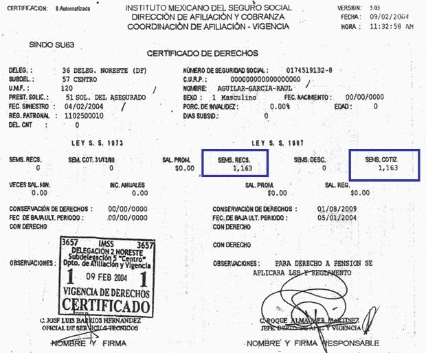 Certificado de vigencia de derechos