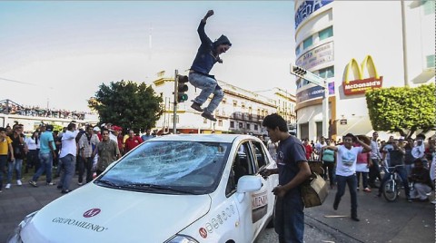 Motín de ambulantes en el centro de Guadalajara.