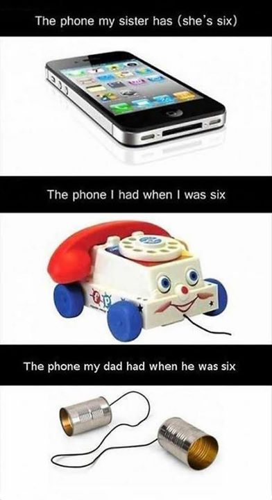 Generaciones de teléfonos para niños de 6 años.