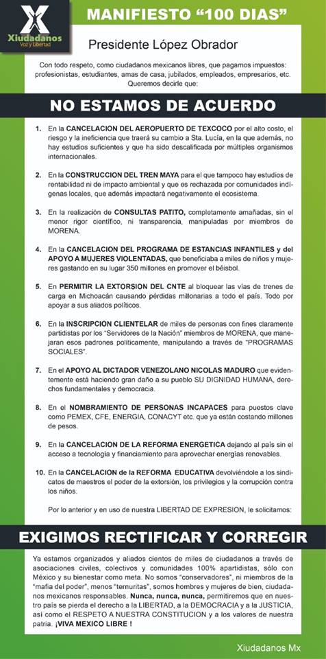 Manifiesto 100 días.